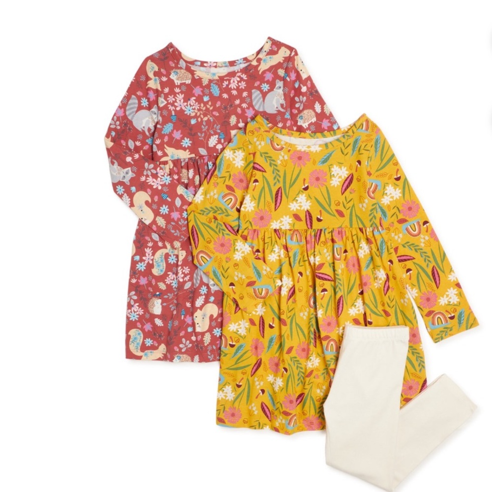 ☀️3 for $30☀️ 3 piece set baby girl dresses with leggings, 12mo NWT